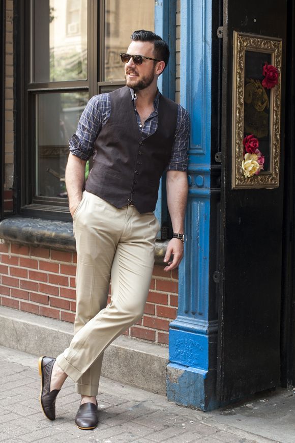 Checked shirt and waistcoat