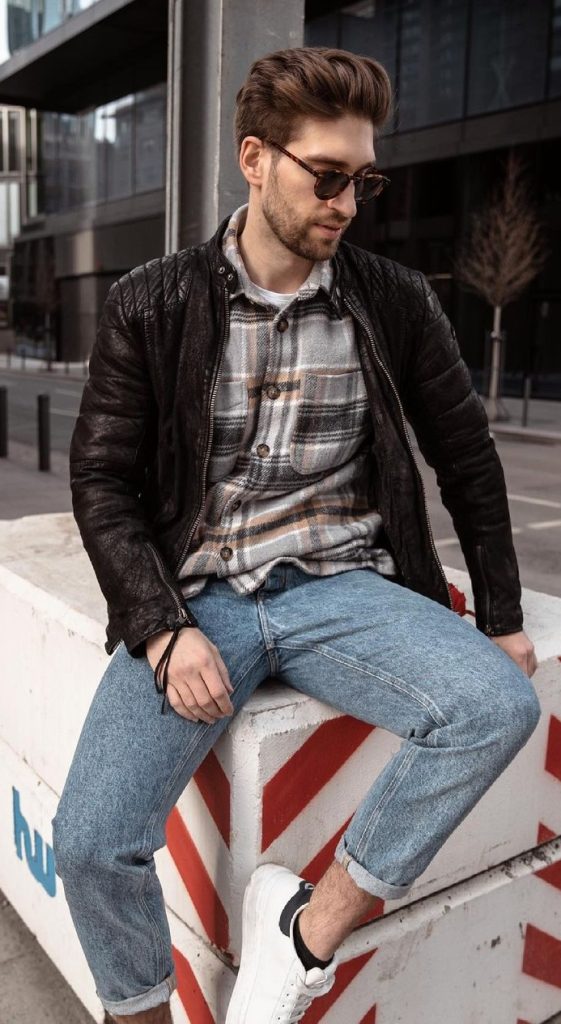 Checked shirt with a jacket