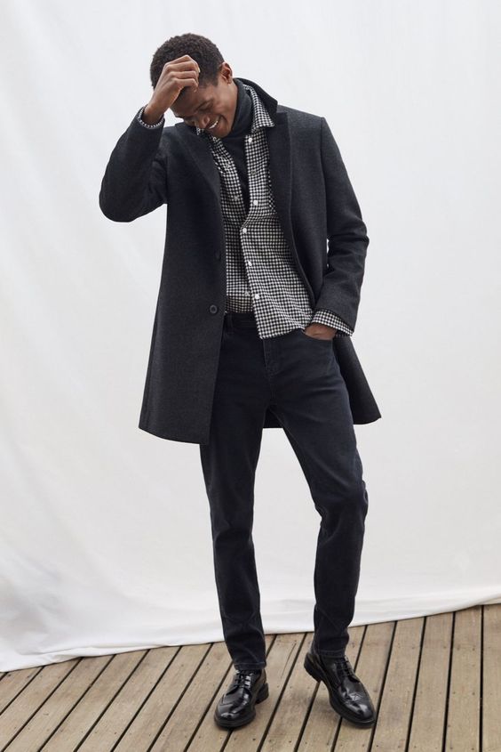 Checked shirts with long coats