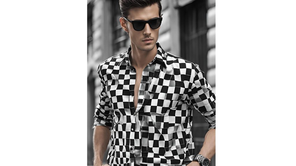 Black and White Checked Shirt for Men