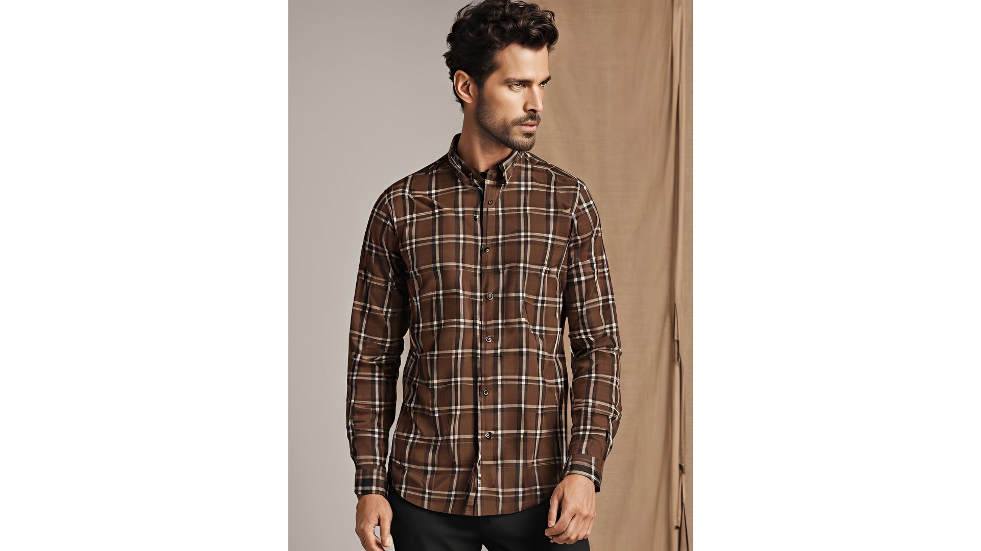 Brown and Black Check Shirt