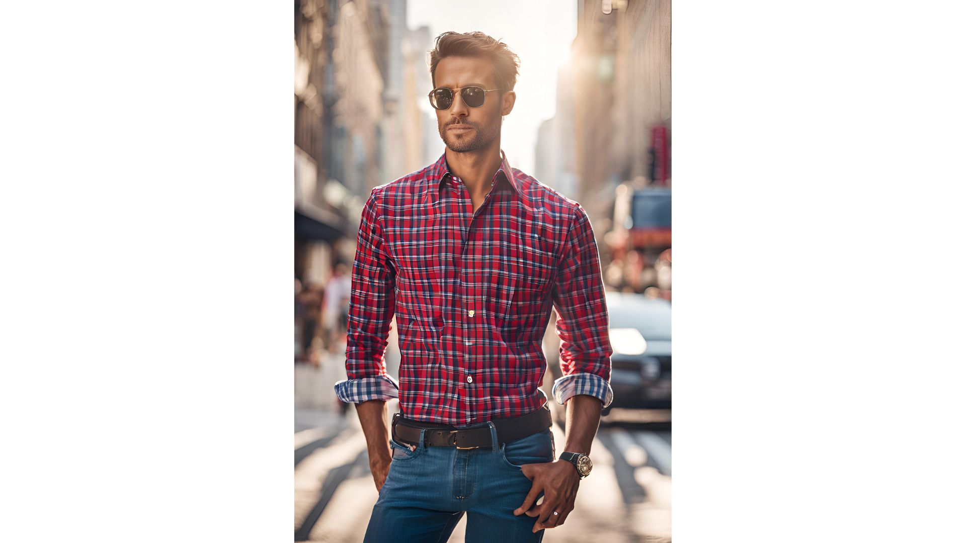 Red and Blue Check Shirt Combination