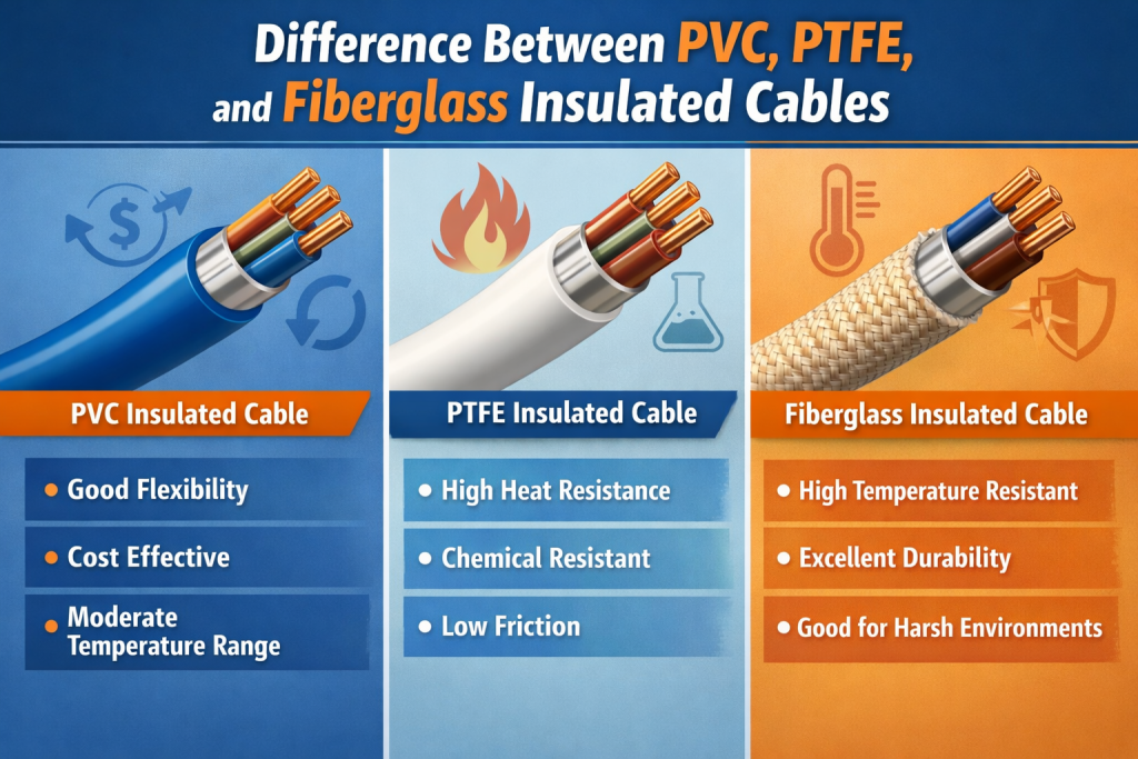 Difference Between PVC, PTFE, and Fiberglass Insulated Cables